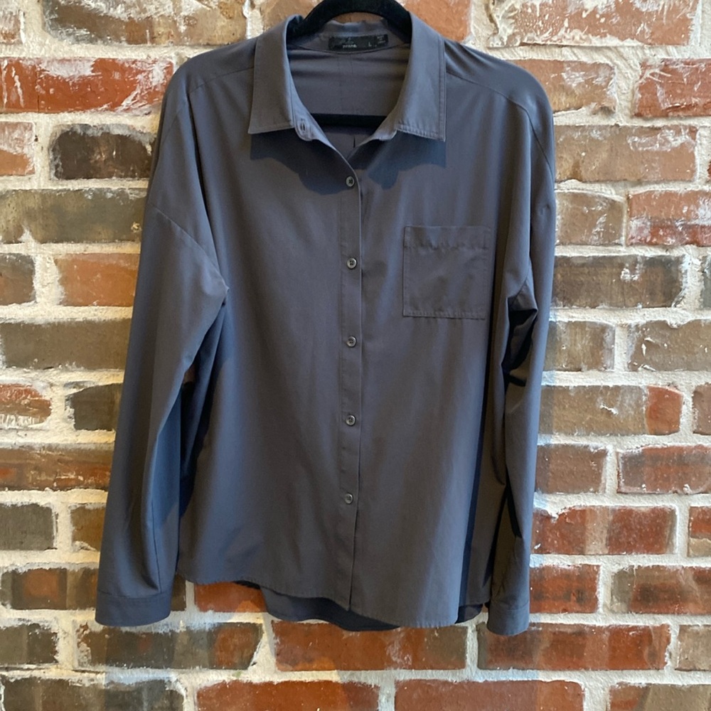 Prana gray button down shirt Size L